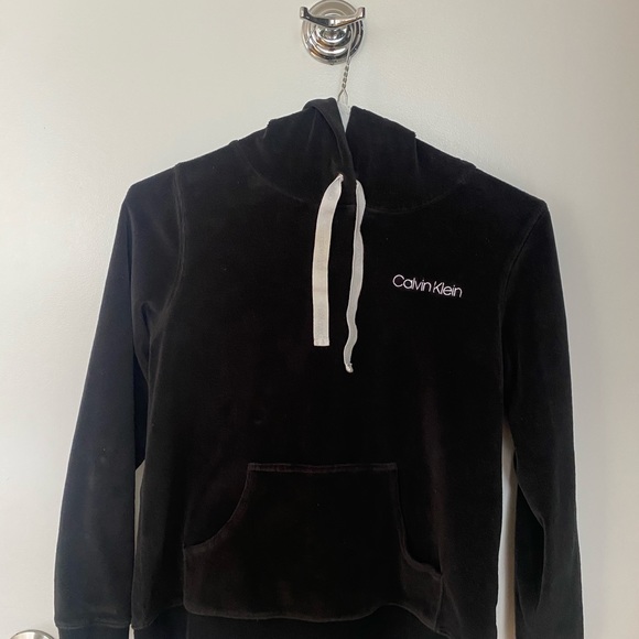 Calvin Klein Velour Hoodie - Size M - Black - Picture 2 of 3